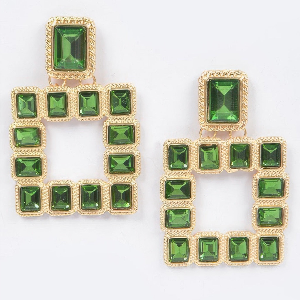 Multi Square Gemstone Earrings